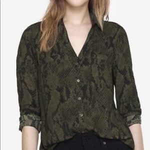 Express olive snake print portofino shirt